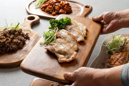 Pork, neck meat, beef bulgogi, honeycomb, pork belly, front leg, pork stir-fry Korean food dishの写真素材