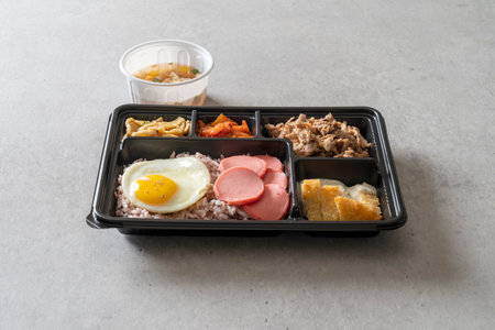La Braised Spicy Chicken with Charcoal Bulgogi Lunch Box Braised Spicy Chickenの写真素材