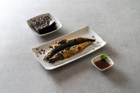 Korean food dish Braised pollack, braised pollack, braised short ribs, grilled mackerel, grilled fish, grilled mackerel, grilled hairtail, side dishesの写真素材