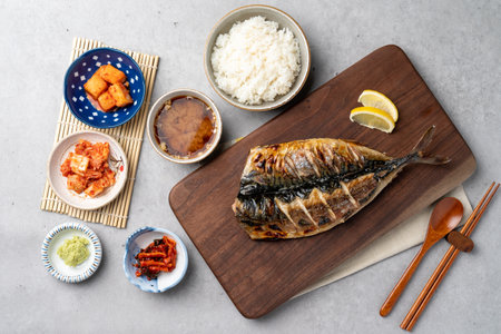 fish dishes, grilled fish, mackerel, grilled mackerel, hairtail, side dishes, food, meal, dinner, sushi, isolated, fresh, plate, delicious, japanese, fishの写真素材