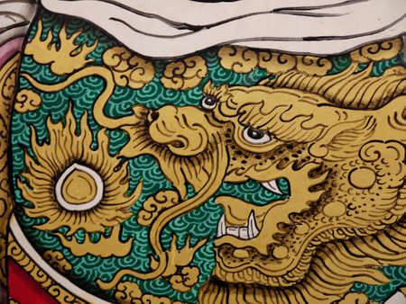 Golden Dragon painting decorate on Chinese temple gateのeditorial素材