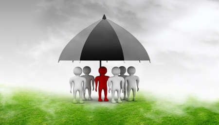team standing with a black umbrella in abstract backgroundの写真素材