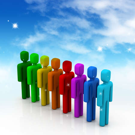 Colorful people in lineの写真素材