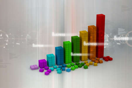 3d graph showing rise in profits or earningsの写真素材