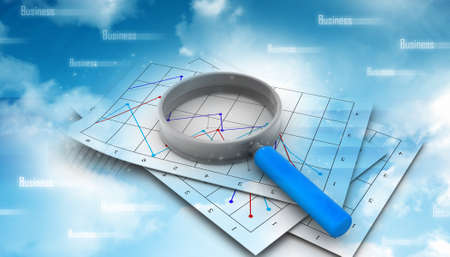 business diagrams and magnify glassの写真素材
