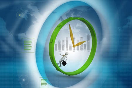 Business man run and beat for time.の写真素材