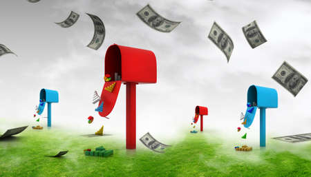 Mail box with business graphの写真素材