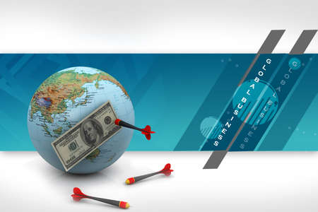 Dollar over the world with dartsの写真素材