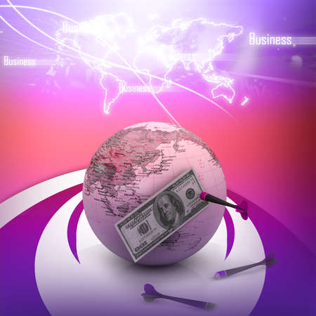 Dollar over the world with dartsの写真素材