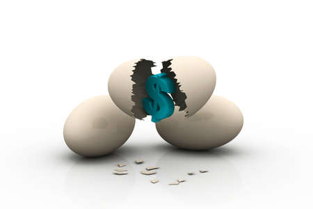 Investment concept with white egg shells の写真素材