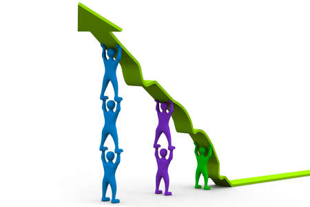 Colorful People pushing up the arrowの写真素材