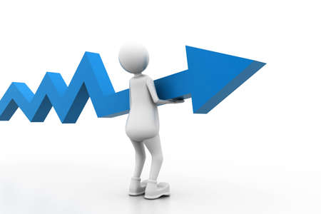 businessman holding falling graphの写真素材