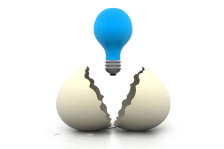 broken egg with shone lamp 