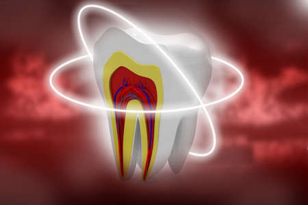 cross section of teeth in abstract background 	の写真素材