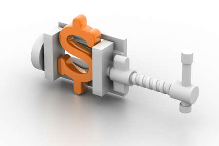 dollar symbol being squeezed in a vice	の写真素材