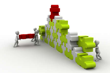 business team work building a puzzle  Business developing conceptの写真素材