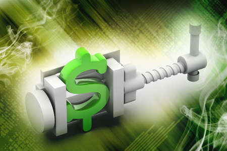 dollar symbol being squeezed in a viceの写真素材