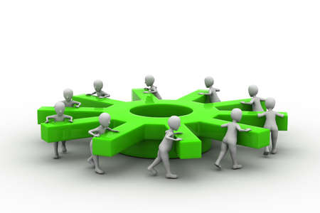 Businessman Turning a Gear	の写真素材