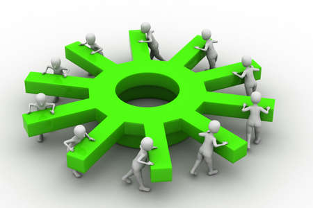 Businessman Turning a Gear	の写真素材