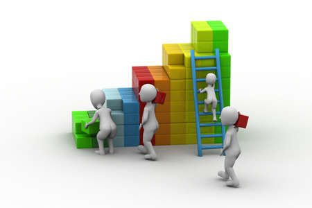 businessman builds his business strategy adding blocks	の写真素材