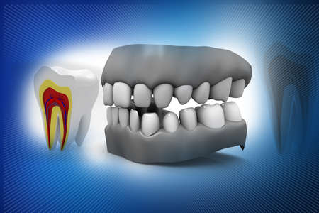 Teeth in abstract background	