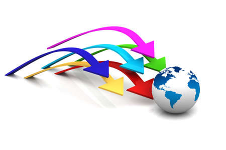 globe and arrows	の写真素材