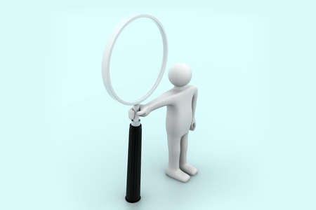 3d person with a big magnifying glass	の写真素材