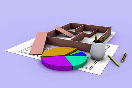 blueprints and pie chart	