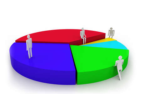 business people and 3d pie chart