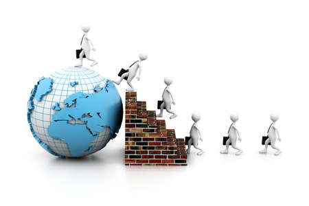 Business people running to the worldの写真素材