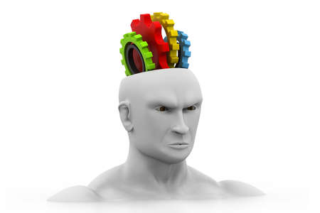 human head with gearsの写真素材