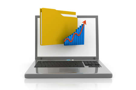 folder and graph in laptop
