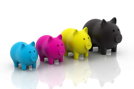 CMYK piggy bankの写真素材
