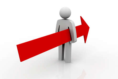 Business Man holding an arrow  3d image 	の写真素材