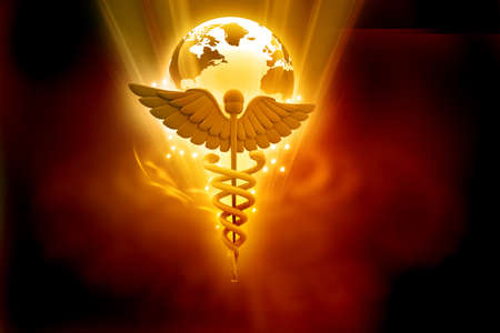 3d medical logo on a abstract  background	の写真素材