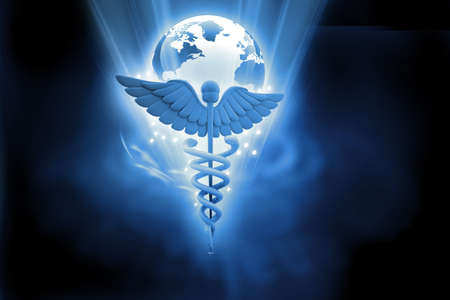 3d medical logo on a abstract  background	の写真素材