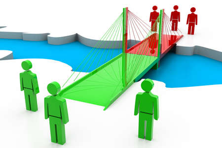 Group of people near the bridgeの写真素材