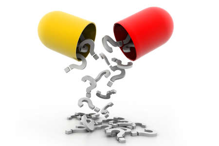 Question marks fall in open capsuleの写真素材