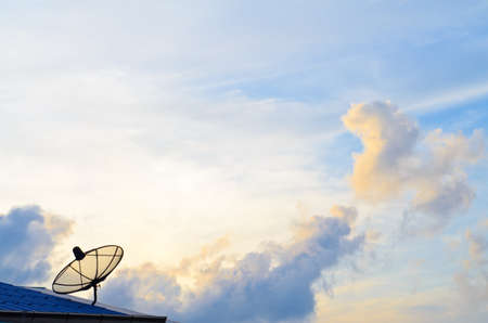Antenna with beautiful blue cloundy skyの写真素材