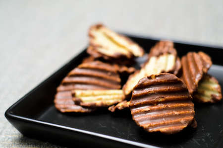 Chocolate on Potato Chipsの写真素材