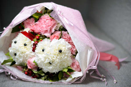 Bouquet of Poodle Carnationの写真素材