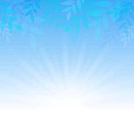Abstract leaves on blue gradient background. Vector illustrationのイラスト素材