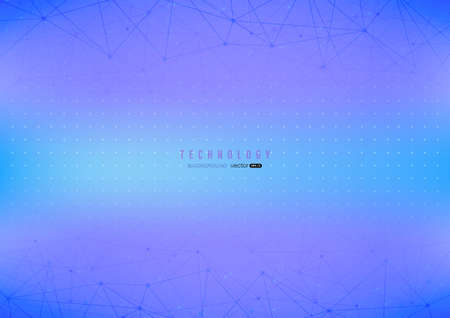 Digital technology with connected lines with dots pattern on purple and blue gradient background vector illustrationのイラスト素材