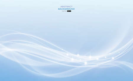 Abstract smooth color wave with light shine on blue background. Curve flow white motion. Vector illustration.のイラスト素材