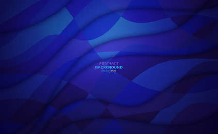 Wavy dark blue background. Trendy wave composition. Elegant curvy shapes. Applicable for flyer, poster, cover design. Vector illustrationのイラスト素材