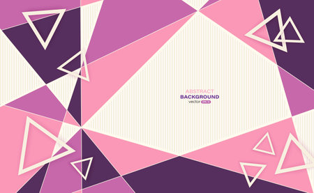 Pink and purple geometric background. Abstract triangle shapes with lines stripe composition. Vector illustrationのイラスト素材