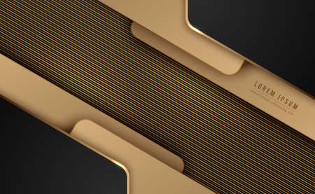 Black and gold decor elements abstract background with golden lines stripe. Vector illustration.のイラスト素材
