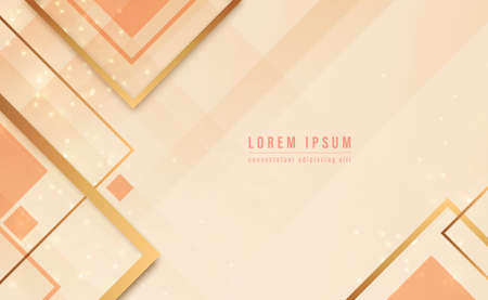 Geometric shapes with golden lines and sparkle. Luxury abstract background. Design for your poster, banner. Vector illustrationのイラスト素材