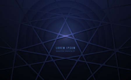 Abstract blue geometric lines with dark blue paper cut round background. Vector illustrationのイラスト素材