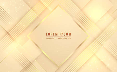 Square gold frame and golden line luxury abstract background. Vector illustration.のイラスト素材